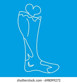 Dead man leg icon blue outline style isolated vector illustration. Thin line sign