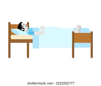 Dead man on bed. Vector illustration