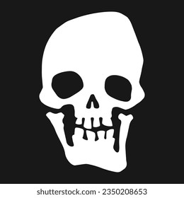Dead man skull sticker monochrome with bony head of resurrected person to create frightening advertising for Halloween holiday vector illustration