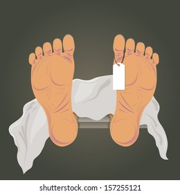 Dead Man's Body In The Morgue Vector Illustration