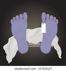 Dead man's body in the morgue vector illustration