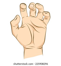 Dead Man's gnarled or scratching hand. Realistic style, colored version.
