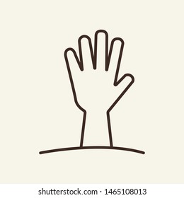 Dead man's hand vector line icon. Graves, Halloween, attribute. Holiday concept. Vector illustration can be used for topics like holiday, Halloween, death