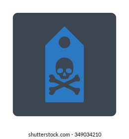 Dead Mark vector icon. Style is flat rounded square button, smooth blue colors, white background.