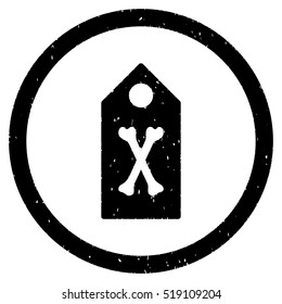 Dead Marker grainy textured icon inside circle for overlay watermark stamps. Flat symbol with scratched texture.
