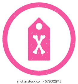 Dead Marker grainy textured icon inside circle for overlay watermark stamps. Flat symbol with scratched texture.