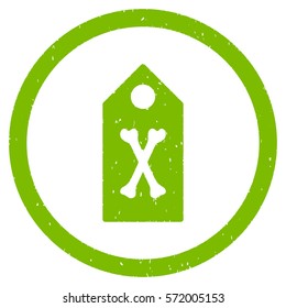 Dead Marker grainy textured icon inside circle for overlay watermark stamps. Flat symbol with dirty texture.