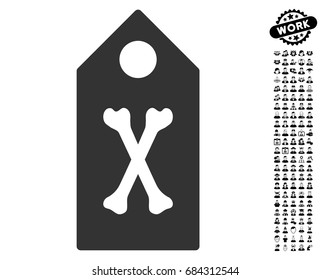 Dead Marker icon with black bonus work pictograms. Dead Marker vector illustration style is a flat gray iconic symbol for web design, app user interfaces.