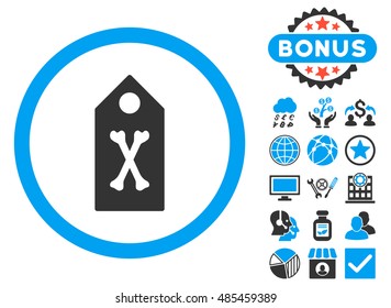 Dead Marker icon with bonus design elements. Vector illustration style is flat iconic bicolor symbols, blue and gray colors, white background.