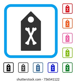 Dead Marker icon. Flat grey pictogram symbol inside a light blue rounded rectangular frame. Black, gray, green, blue, red, orange color variants of Dead Marker vector.