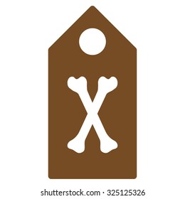 Dead Marker vector icon. Style is flat symbol, brown color, rounded angles, white background.