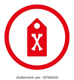 Dead Marker vector icon. Style is flat rounded symbol, red color, rounded angles, white background.