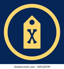 Dead Marker vector icon. Style is flat rounded symbol, yellow color, rounded angles, blue background.