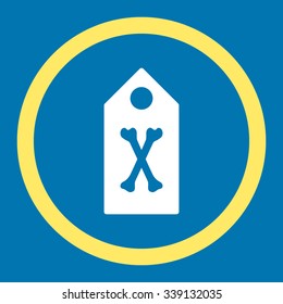 Dead Marker vector icon. Style is bicolor flat rounded symbol, yellow and white colors, rounded angles, blue background.
