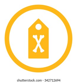 Dead Marker vector icon. Style is flat rounded symbol, yellow color, rounded angles, white background.