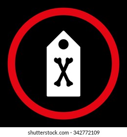 Dead Marker vector icon. Style is bicolor flat rounded symbol, red and white colors, rounded angles, black background.