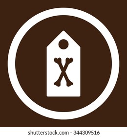 Dead Marker vector icon. Style is flat rounded symbol, white color, rounded angles, brown background.