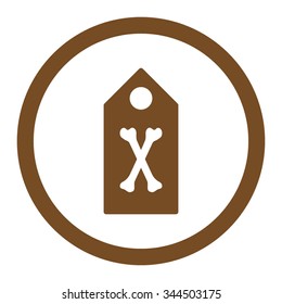 Dead Marker vector icon. Style is flat rounded symbol, brown color, rounded angles, white background.