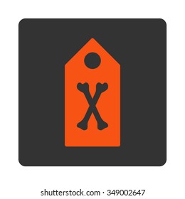 Dead Marker vector icon. Style is flat rounded square button, orange and gray colors, white background.