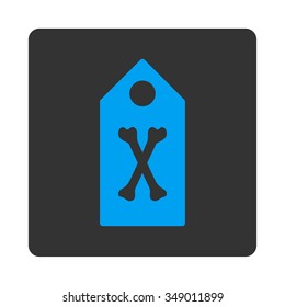 Dead Marker vector icon. Style is flat rounded square button, blue and gray colors, white background.