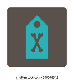 Dead Marker vector icon. Style is flat rounded square button, cyan and grey colors, white background.