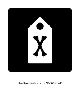 Dead Marker vector icon. Style is flat rounded square button, white and black colors, white background.