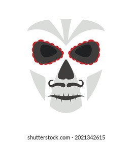 Dead mexican mask icon. Flat illustration of dead mexican mask vector icon isolated on white background