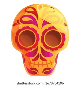 Dead mexican skull icon. Cartoon of dead mexican skull vector icon for web design isolated on white background