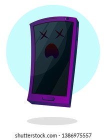 Vector de ilustración emoji móvil muerta sobre fondo blanco