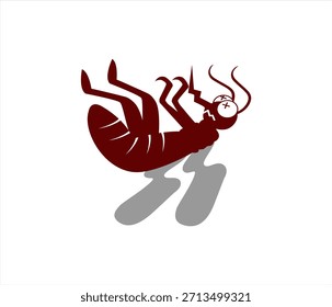 Ilustración vectorial muerta de la silueta de la historieta del mosquito aislada en fondo