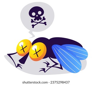 El concepto aislado de insecticida insecticida de mosquito muerto plaga la enfermedad aislada. Ilustración de diseño gráfico plano vectorial