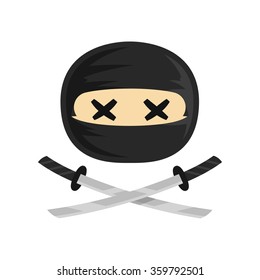 Dead Ninja With Crossed Swords Vector Illustration