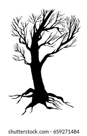 Dead old tree isolated on white background.Vector Illustration.