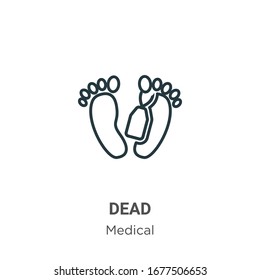 Dead outline vector icon. Thin line black dead icon, flat vector simple element illustration from editable medical concept isolated stroke on white background