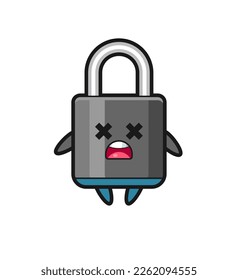 the dead padlock mascot character , cute style design for t shirt, sticker, logo element