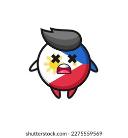 the dead philippines flag badge mascot character , cute style design for t shirt, sticker, logo element
