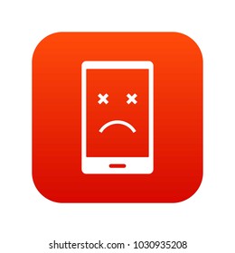 Dead phone icon digital red for any design isolated on white vector illustration
