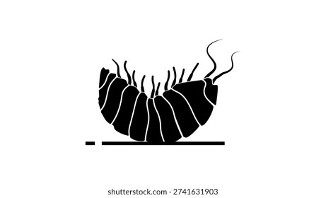 dead pill bug, black isolated silhouette