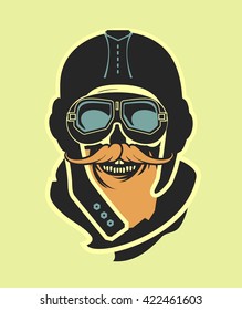 Dead pilot vector image of skull in helmet poster