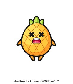 el personaje de la mascota de piña muerta , diseño de estilo bonito para camiseta, pegatina, elemento logo