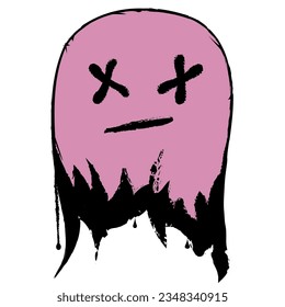 dead pink ghost in grunge style print pattern 