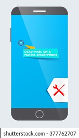 Dead pixel on a smartphone matrix, service maintenance.