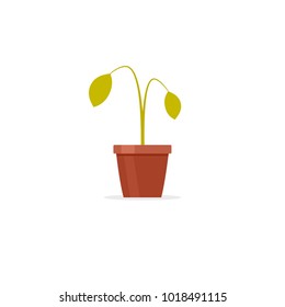 Dead plant in pot icon. Clipart image isolated on white background