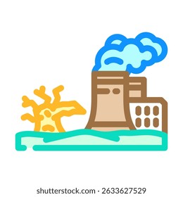 dead plants near site radioactive pollution color icon vector. dead plants near site radioactive pollution sign. isolated symbol illustration