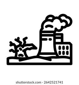 dead plants near site radioactive pollution line icon vector. dead plants near site radioactive pollution sign. isolated contour symbol black illustration