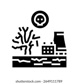 dead plants near site radioactive pollution glyph icon vector. dead plants near site radioactive pollution sign. isolated symbol illustration
