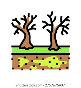 dead plants polluted soil color icon vector. dead plants polluted soil sign. isolated symbol illustration