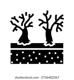 dead plants polluted soil glyph icon vector. dead plants polluted soil sign. isolated symbol illustration