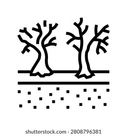 dead plants polluted soil line icon vector. dead plants polluted soil sign. isolated contour symbol black illustration