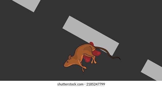 dead rat in the middle of the highway. illustration concept